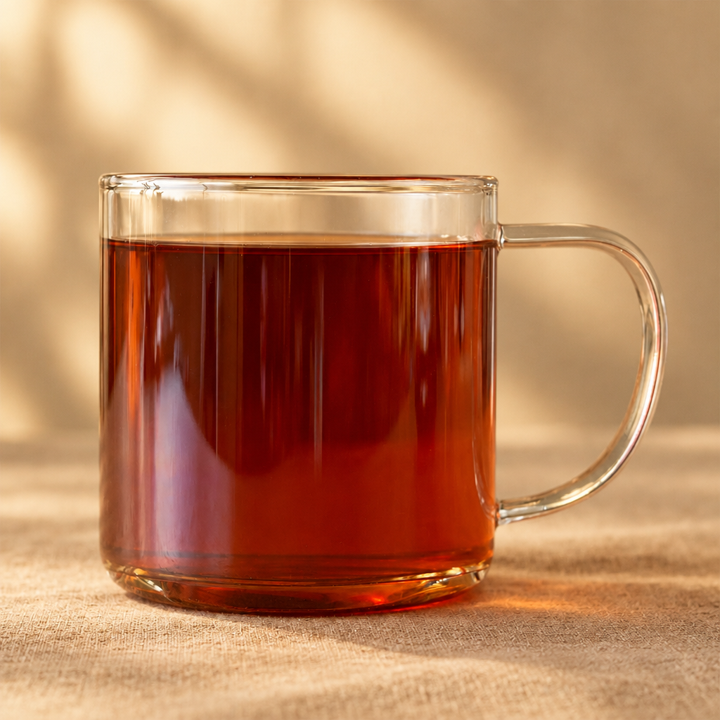 Warm-background glass mug